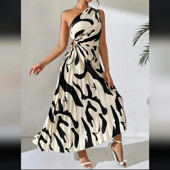 COPY - Summer Off-Shoulder Hollow-Out Printed Dress - Picture 6 of 6